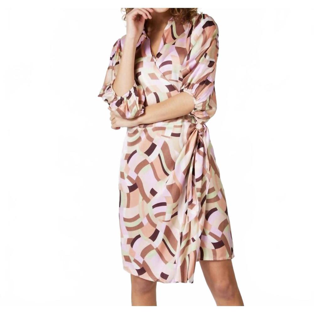 NEW ESQUALO gena geometric overlay dress in multi